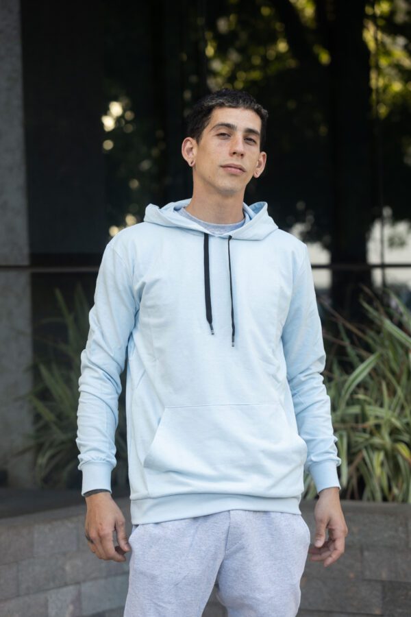 Buzo Rustico Canguro CELESTE