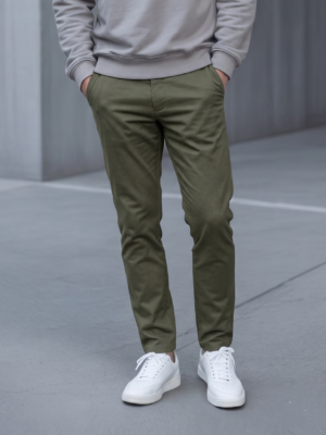 PANTALON CHINO GABARDINA COLOR VERDE