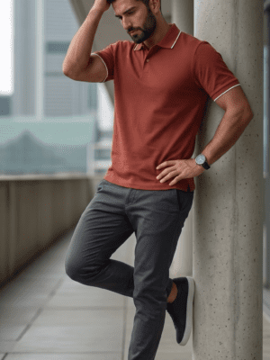 CHOMBA JERSEY COLOR LADRILLO