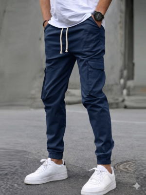 JOGGER CARGO GABARDINA COLOR AZUL MARINO