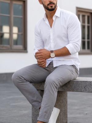 CAMISA DE HOMBRE ENTALLADA COLOR BLANCA