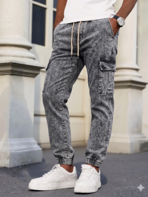 JOGGER CARGO JEANS GRIS CLARO