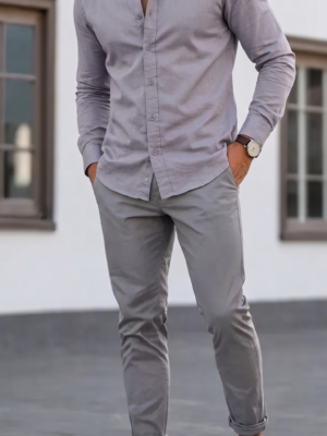 CAMISA DE HOMBRE ENTALLADA COLOR GRIS