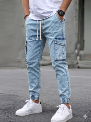JOGGER CARGO JEANS CELESTE