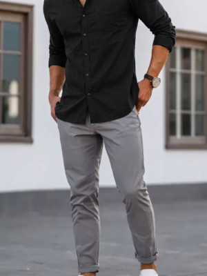 CAMISA DE HOMBRE ENTALLADA COLOR NEGRA