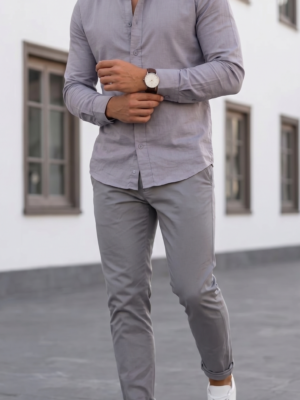 CAMISA DE HOMBRE ENTALLADA COLOR GRIS
