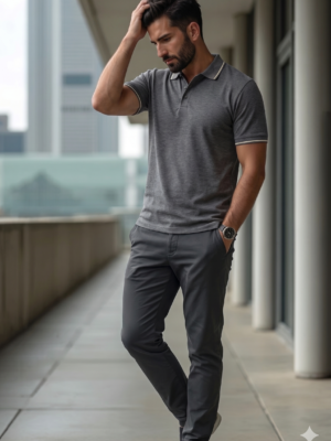 CHOMBA GRIS TOPO JERSEY