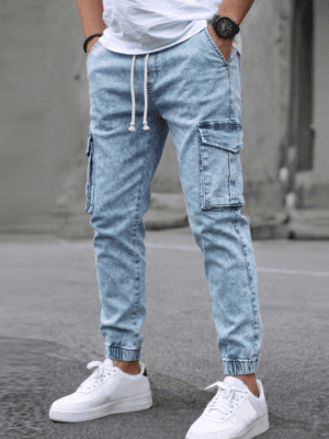 JOGGER CARGO - JEANS CELESTE