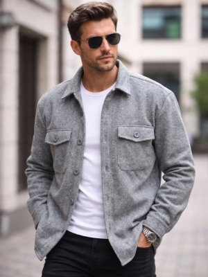 Camisaco de Paño Gris Claro