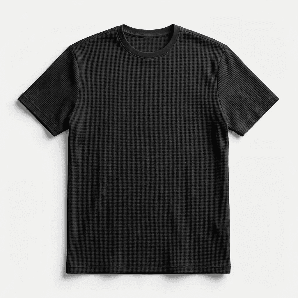 REMERA WAFFLE COLOR NEGRO